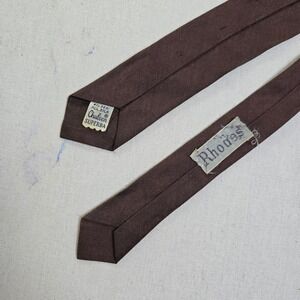 1960s Rhodes MCM Vintage Tie Chaleen Superba Brown Silk Tie Crest‎ Pattern 1950s